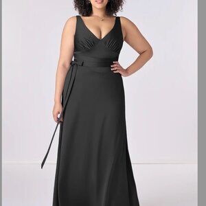 BARBIE AZAZIE VNECK DRESS W BELT POLYESTER BLACK WOMEN 10 NWT